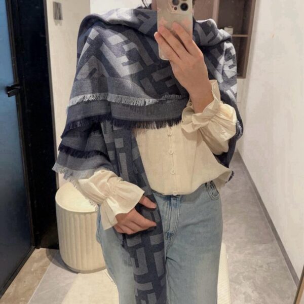 [High Quality] Fendi New Unisex Double-Sided Jacquard Scarf (98266)