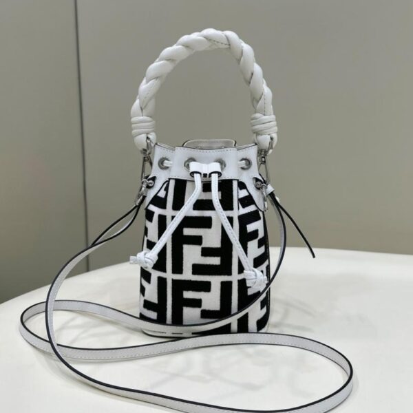 Fendi Mini Bucket Bag, Washed Denim with Embroidered Double F (LOE2J)