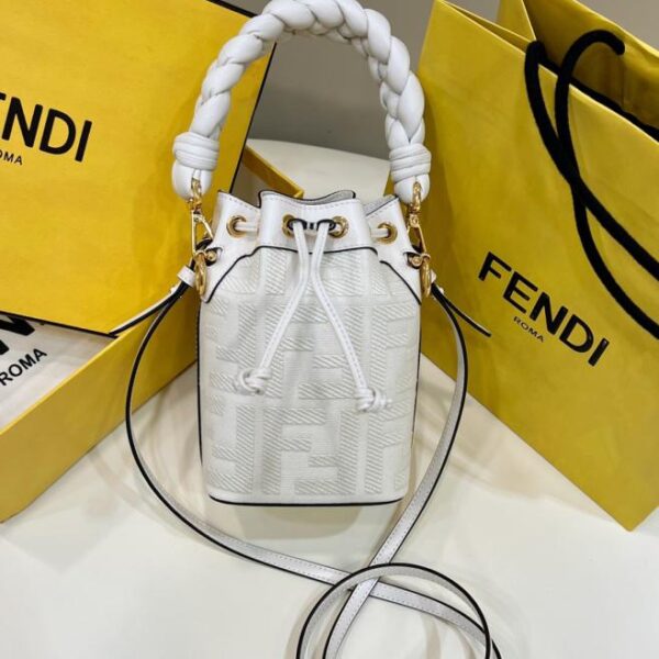 Fendi Mini Bucket Bag, Washed Denim with Embroidered Double F (UE8C6)
