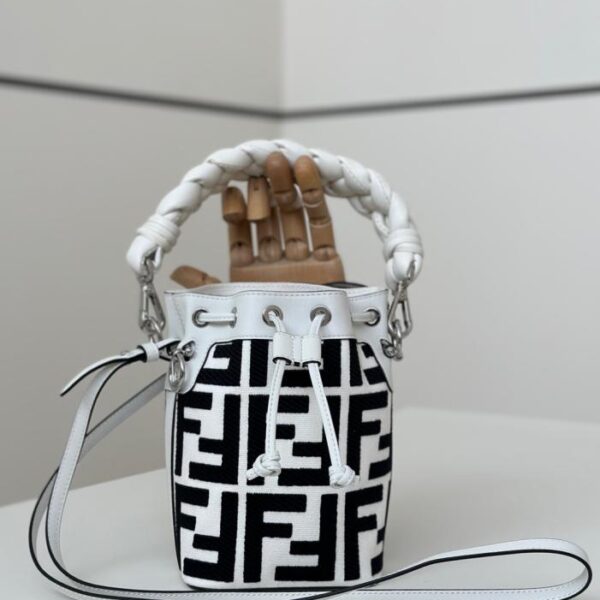 Fendi Mini Bucket Bag, Washed Denim with Embroidered Double F (WXE8H)