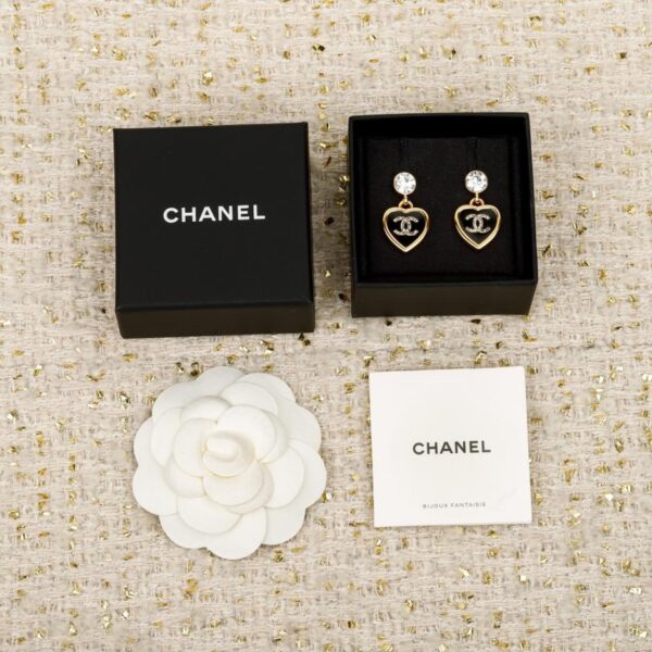 Counter / 【Chanel Black and Gold Heart Double C Earrings】(7RT0S)