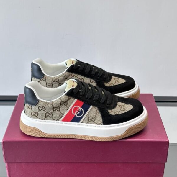 Counter / Gucci Men's Sneakers, Leather and Denim Patchwork, Classic Double G Monogram (KRVH2)