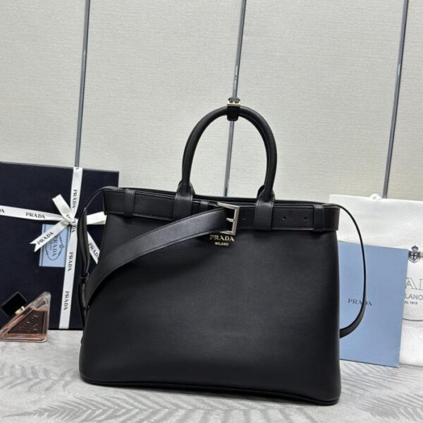 Prada's new Double Bag (large, 38cm) 1BA416 with a large leather strap, brand new (0K19E)