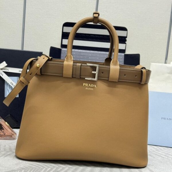 Prada's new Double Bag (large, 38cm) 1BA416 with a large leather strap; brand new large shopping bag (U7K3O).