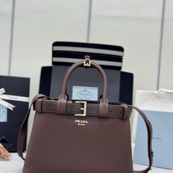 Prada new color maroon (small 32CM) 1BA434 Double Bag with belt (423X4)