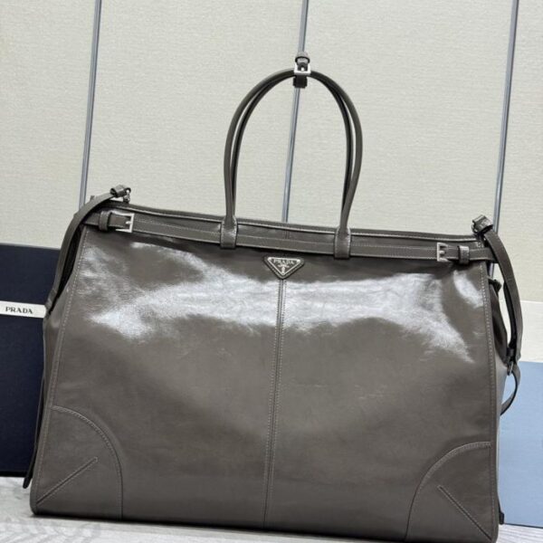 New Prada Men's Lux Soft Oil-Waxed Leather Cork Color Silver Buckle 2vg128 (8HOTK)
