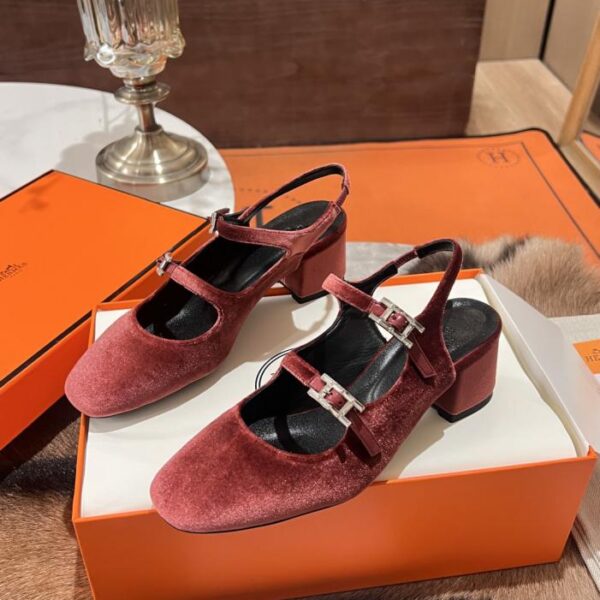 Hermès early spring new arrival, same style as boutiques, calfskin slingback heels (UZ6Q1)