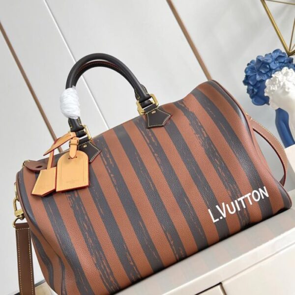 【Brown Stripe 40cm】Speedy P29 Bandoulière 40 Monogram Leather Handbag (EL3JD)