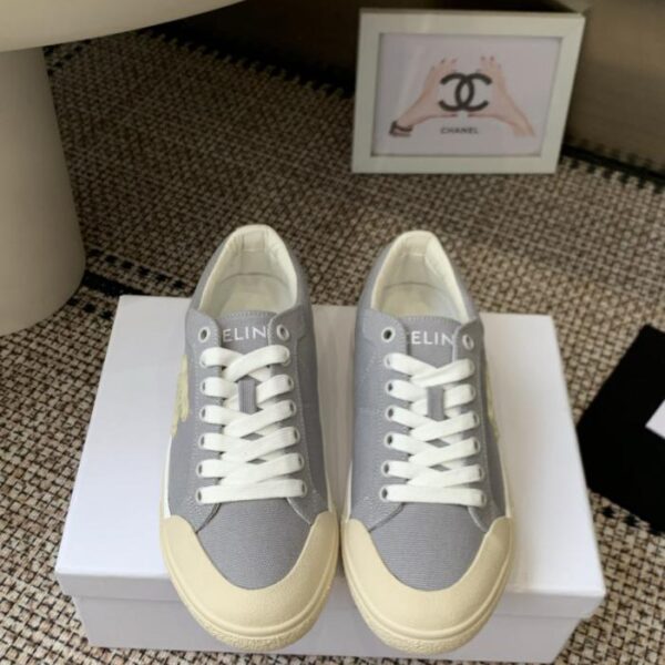 CELINE Spring/Summer New Arrival: Arc de Triomphe Canvas Shoes, Casual Shoes, Classic Canvas Patchwork with Off-White Trimming (BAWYX)